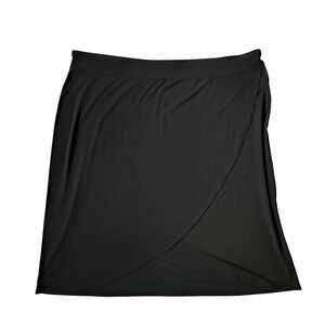 NWT WOMENS cj banks BLACK A-LINE WRAP MIDI SKIRT   SIZE 3X